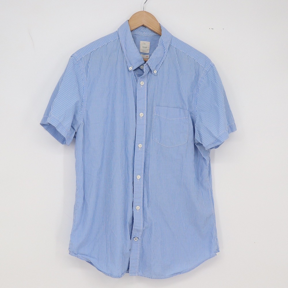 Gap Shirt Mens L Lived-In Blue Striped Short Sleeve Button-Down Cotton Excellent